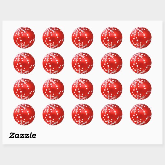 Red Baubles Kerstmis Ronde Sticker (Vel)