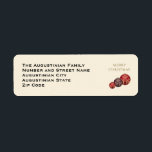 Red Baubles MERRY CHRISTMAS Return Address Label<br><div class="desc">Eenvoudig,  stijlvol MERRY CHRISTMAS-rode buisjes geven adreslabels terug,  die zijn ontworpen om de kerstkerstkaart aan te passen met de inspirerend tekst op basis van de bijbelse zegen in de getallen 6:24-26 - MAG U HET WOORD BLOED KRIJGEN EN U BLIJVEN BEWAREN. Voeg jouw namen en adresgegevens toe.</div>
