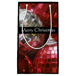 Red Baubles Merry kerst klein zwart Cadeauzakje