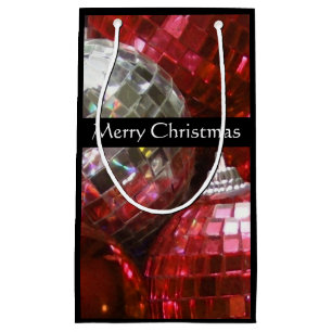 Red Baubles Merry kerst klein zwart Cadeauzakje