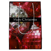 Red Baubles Merry-kerstcadeau zwart Medium Cadeauzakje (Achterkant)