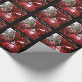 Red Baubles Merry kerstinpakpapier zwart Cadeaupapier