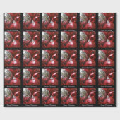 Red Baubles Merry kerstinpakpapier zwart Cadeaupapier (Vlak)