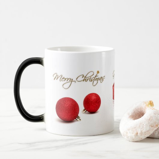 Red Baubles Merry kerstMok Magische Mok (Met donut)