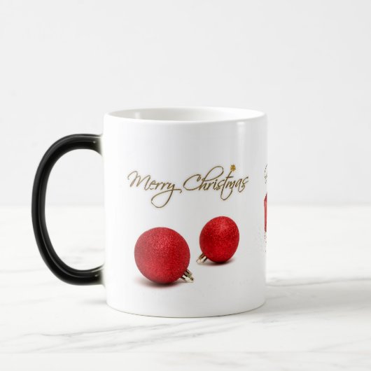 Red Baubles Merry kerstMok Magische Mok (Links)