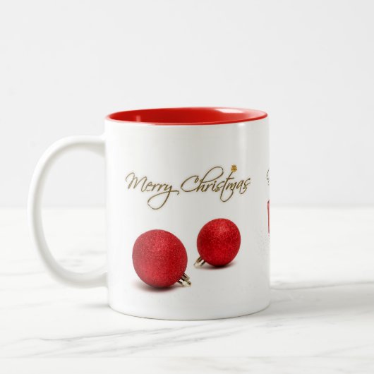 Red Baubles Merry kerstMok Tweekleurige Koffiemok (Links)