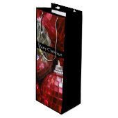 Red Baubles Merry kersttaszak zwart Wijn Cadeautas (Voorkant Gekanteld)