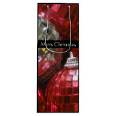 Red Baubles Merry kersttaszak zwart Wijn Cadeautas (Voorkant)