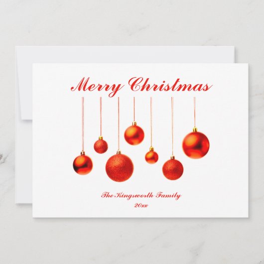 Red Baubles met prettige kerstkaart (Voorkant)