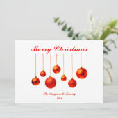 Red Baubles met prettige kerstkaart (Staand voorkant)