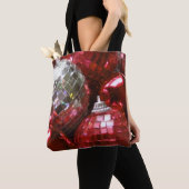 Red Baubles over de canvas tas (Dichtbij)