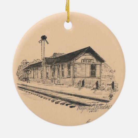 Red Bay Depot Ceramic Ornament (Achterkant)