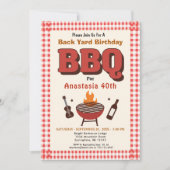 Red BBQ Barbecue Country Western BackYard Birthday Kaart (Voorkant)