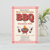 Red BBQ Barbecue Country Western BackYard Birthday Kaart (Staand voorkant)