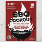 Red BBQ Cookout Fire Flame Cooking Grill Event Flyer (Voorkant)