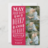 Red be Merry Type Holiday Feestdagenkaart (Voorkant)