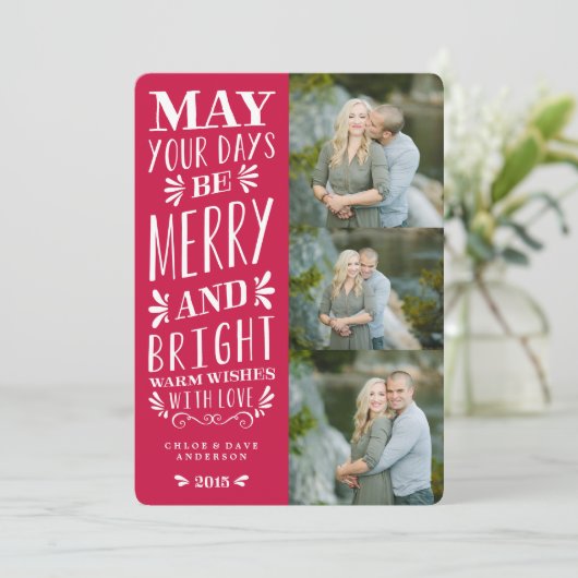 Red be Merry Type Holiday Feestdagenkaart (Staand voorkant)