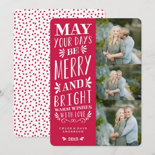 Red be Merry Type Holiday Feestdagenkaart (Voorkant / Achterkant)