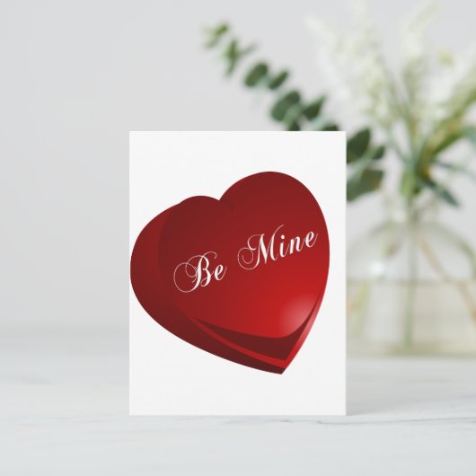Red Be Mine Heart Briefkaart (Staand voorkant)