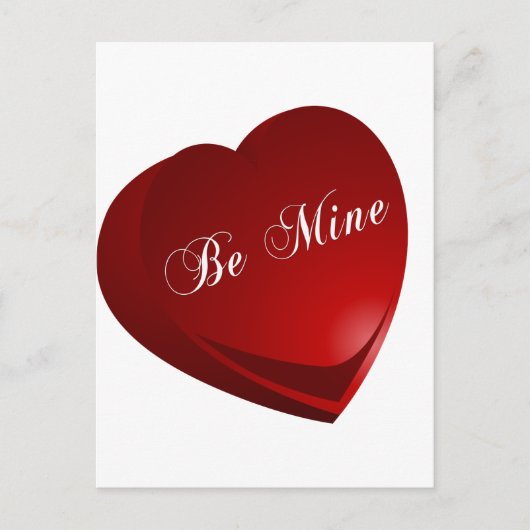 Red Be Mine Heart Briefkaart (Voorkant)