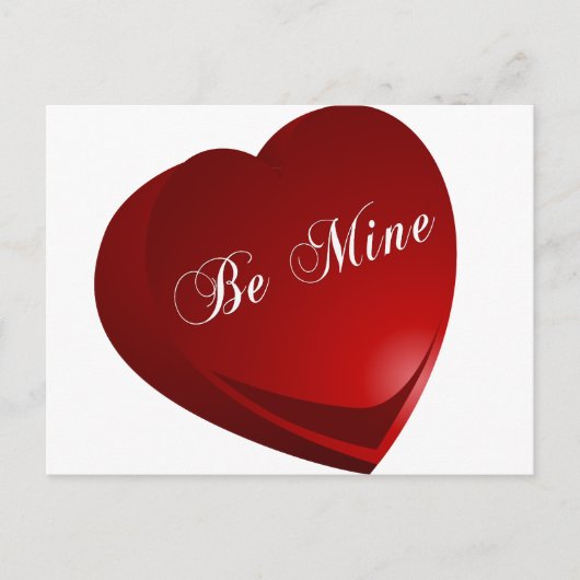 Red Be Mine Heart Briefkaart (Voorkant)