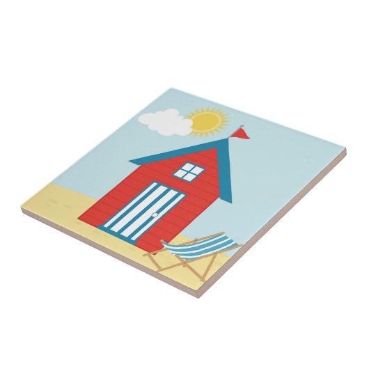 Red Beach Hut Tegeltje (Zijkant)