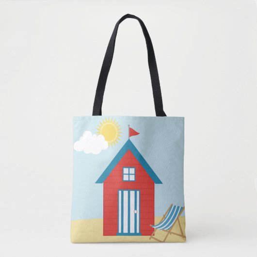 Red Beach Hut Tote Bag (Voorkant)