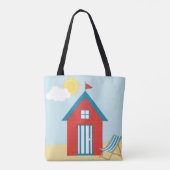 Red Beach Hut Tote Bag (Achterkant)