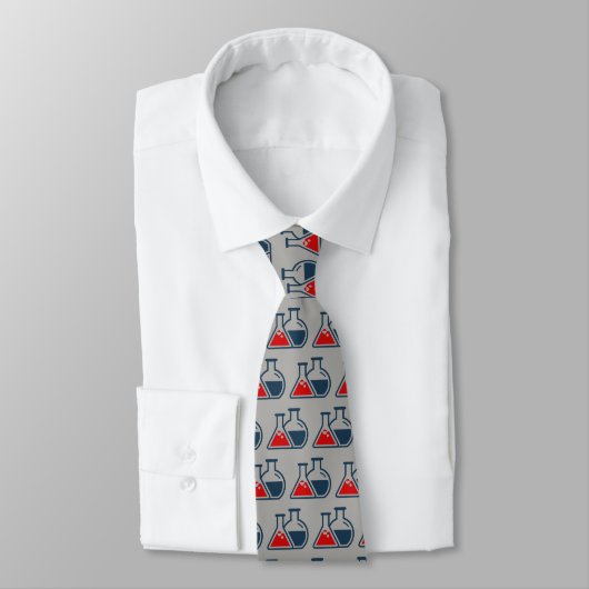Red Beakers Chemistry Design Necktie Stropdas (Gebonden)
