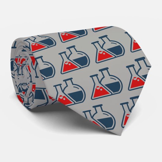 Red Beakers Chemistry Design Necktie Stropdas (Opgerold)