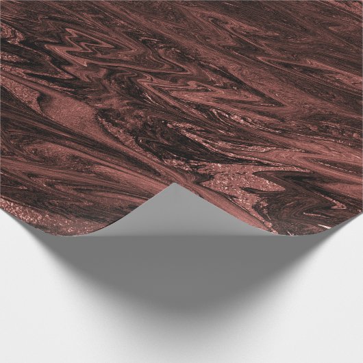 Red Bean Bronze Maroon Diep Marmer Gesmolten Glitt Cadeaupapier (Hoek)