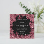 Red Bean Fern Leafs Lijst Metallic Zwart Roze Cand Kaart (Staand voorkant)