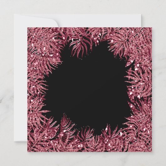 Red Bean Fern Leafs Lijst Metallic Zwart Roze Cand Kaart (Achterkant)
