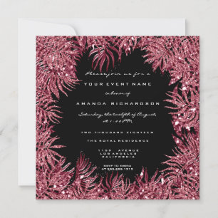 Red Bean Fern Leafs Lijst Metallic Zwart Roze Cand Kaart