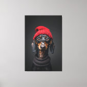 Red Beanie Dachshund Canvas Afdruk (Voorkant)
