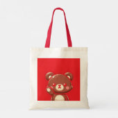 Red Bear Tote Bag – Cute & Simple Canvas Bag (Achterkant)