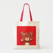 Red Bear Tote Bag – Cute & Simple Canvas Bag (Voorkant)