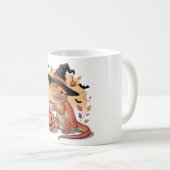 Red Bearded Dragon Halloween Witch Art Koffiemok (Voorkant rechts)