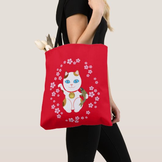 Red Beckoning Cat Tote Bag (Dichtbij)
