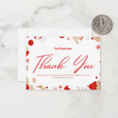 Red Bedankt Holiday bulk visitekaartje Notitiekaartje (Voorkant / Achterkant in situ)