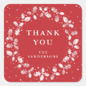 Red Bedankt voor Kerstmis Holly Wreath Vierkante Sticker (Voorkant)