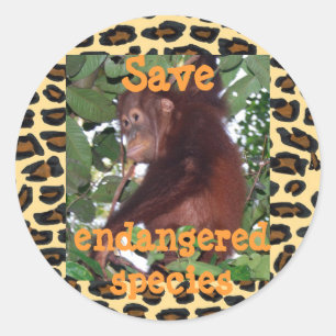 Red bedreigde diersoorten in het wild ronde sticker