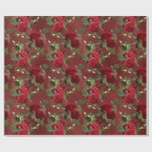 Red Bee Gold Floral Elegant Gift Cadeaupapier (Vlak)
