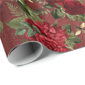 Red Bee Gold Floral Elegant Gift Cadeaupapier (Rol Hoek)