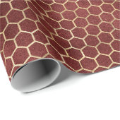 Red Bee Gold Honeycomb Elegant Gift Cadeaupapier (Rol Hoek)