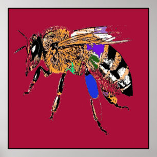 Red Bee Pop Art Poster