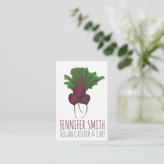 Red Beet Bunch Vegetarian Vegan Chef Caterer Visitekaartje (Staand voorkant)