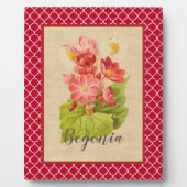 Red Begonia Botanical en Quatrefoil Fotoplaat (Voorkant)
