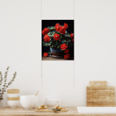 Red Begonia Flowers Art Print Poster (Keuken)