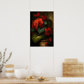 Red Begonias Bloemenkunst Print Poster (Keuken)
